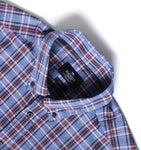 Hackett London Blue & Wine Red Melange Poplin Check Button Down Shirt Size M Men