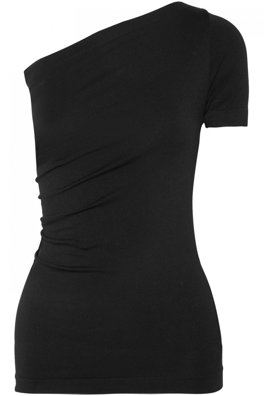 Helmut Lang Black – Womens One-shoulder stretch-jersey top Size L large ladies