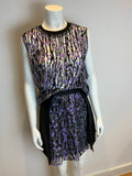 Carven Women's Floral Top Glitter Silver/Black/Lilac SIZE F 36 US 4 UK 8 S SMALL ladies