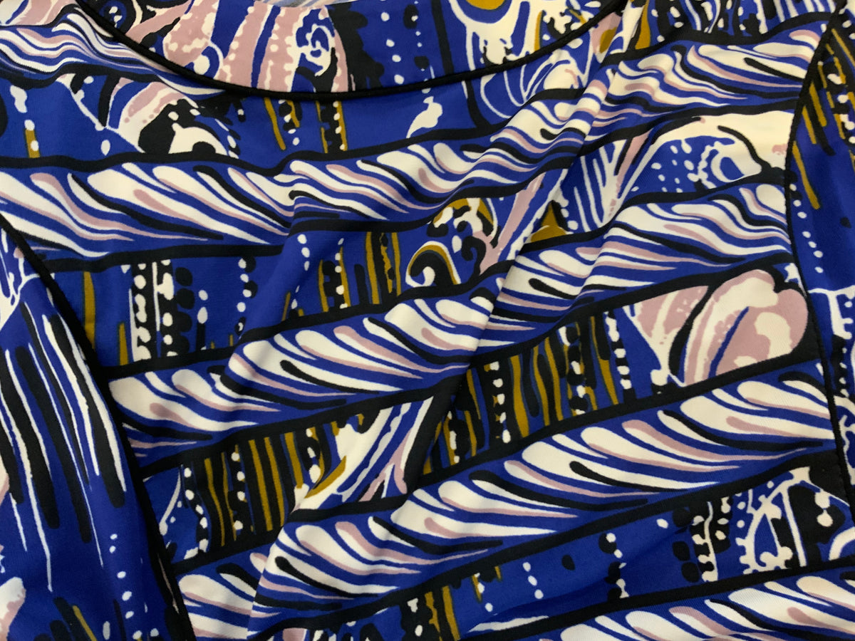BCBG MAX AZRIA BLUE PRINTED TUNIC DRESS SIZE L LARGE LADIES