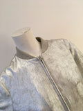 pat pats p c&a silver vintage look faux leather bomber jacket Size M medium ladies