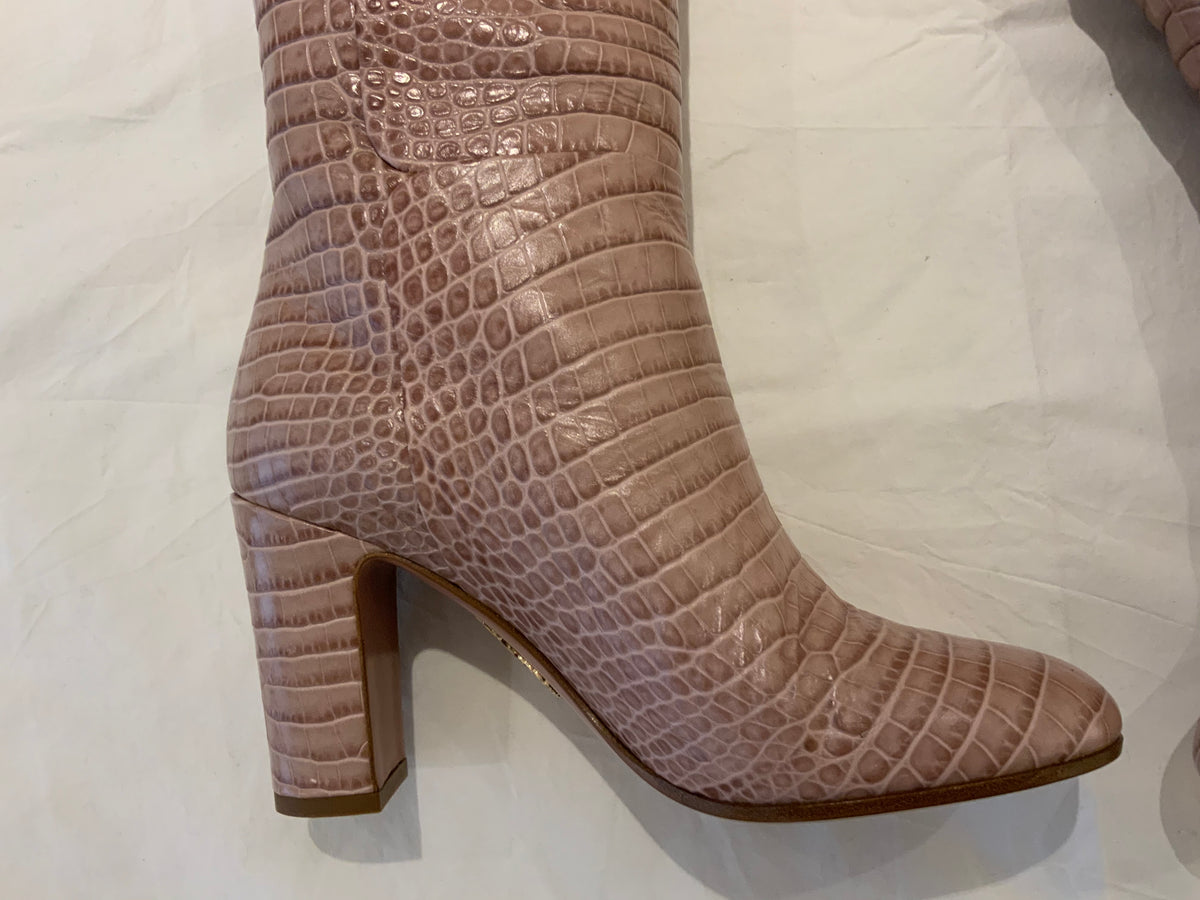 Aquazzura Brera 85 crocodile-print leather knee-high boots Size 37 US 7 UK 4 ladies