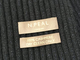 N.Peal Navy Cashmere Knit Shawl Scarf ladies