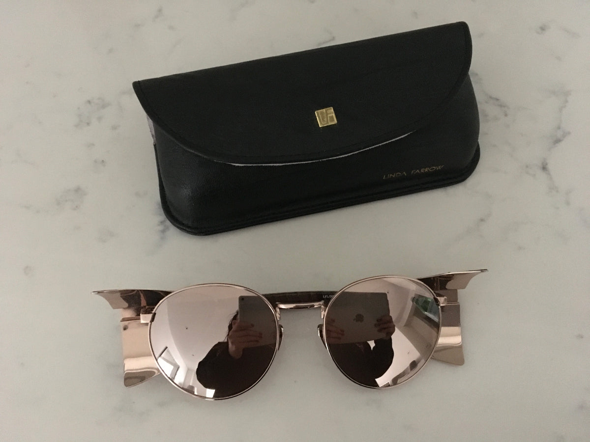 LINDA FARROW LFL300 REAL ROSE GOLD PLATED PYTHON SNAKESKIN SUNGLASSES LIMITED ladies