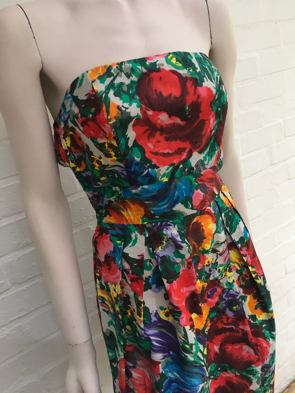 Dolce & Gabbana Floral-print cotton strapless mini dress Size I 40 Ladies