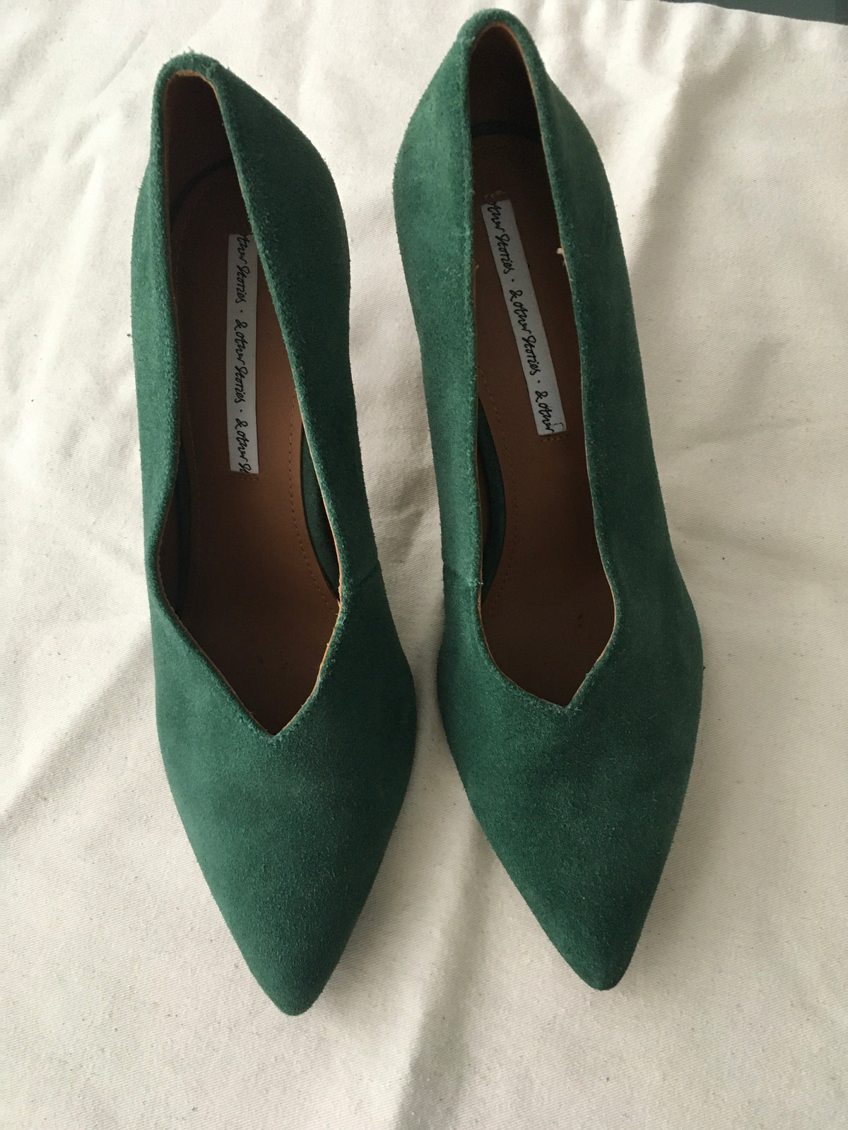 & Other Stories Los Angeles Green Suede Pumps Shoes EU 38 UK 5 US 8 ladies