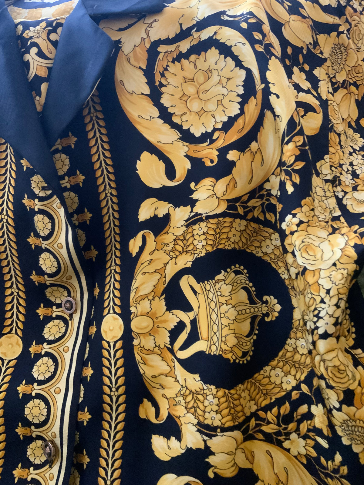 Versace Tribute Printed silk-twill Baroque-print Shirt and Pants Set Size I 40 S ladies