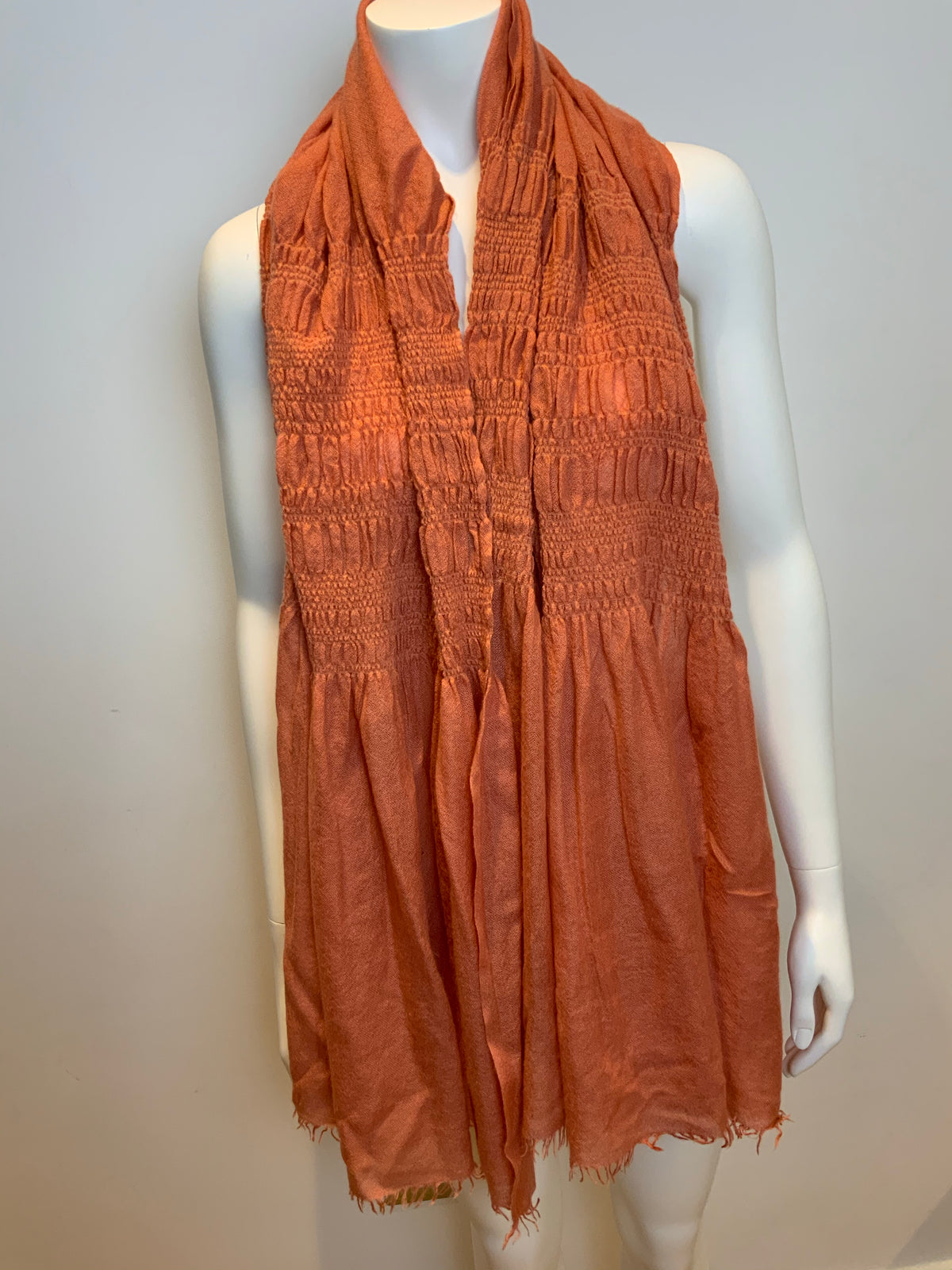 Peach thin knit wool scarf fringe trim scarf shawl AMAZING ladies