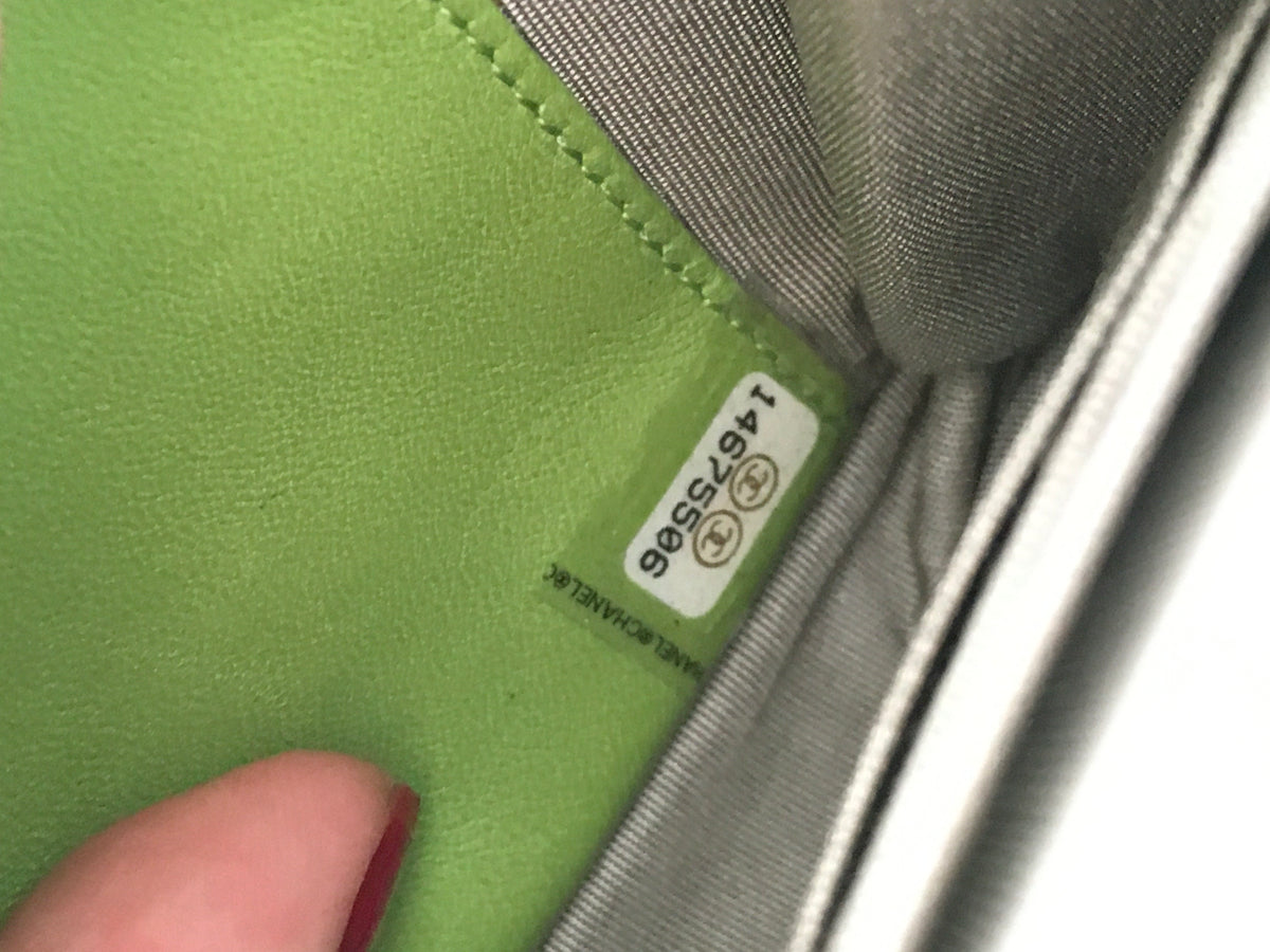 CHANEL Patent Quilted Wallet On Chain WOC Lime Green Bag Handbag Rare Ladies