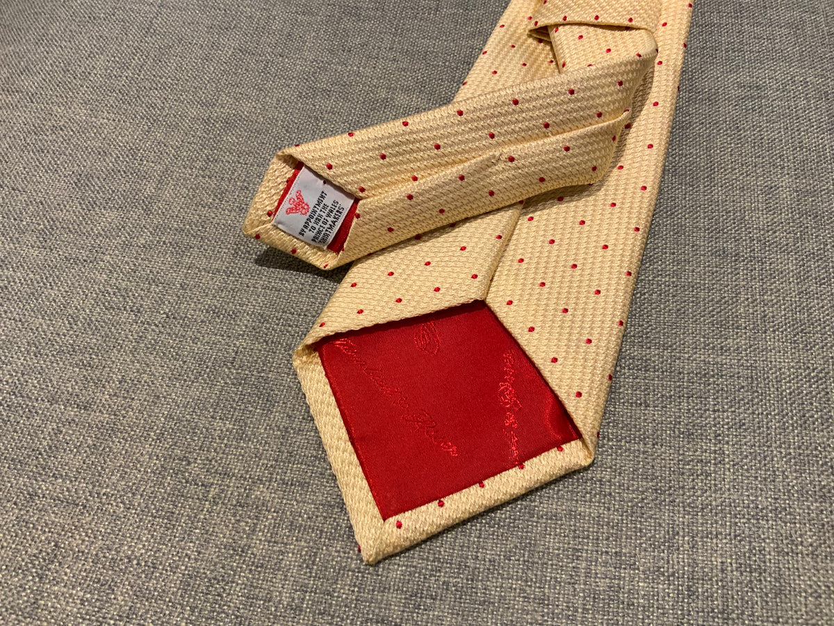 TURNBULL & ASSER Mens Yellow Jacquard Polka Dots Tie Handmade men