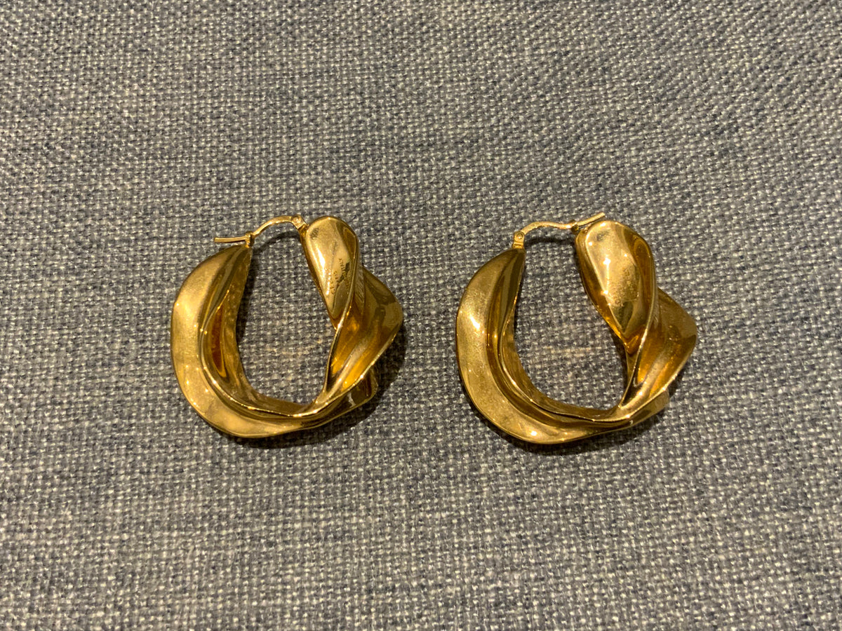 ICONIC CÉLINE Celine Phoebe Philo Gold Chunky Twisted Hoops Earrings ladies
