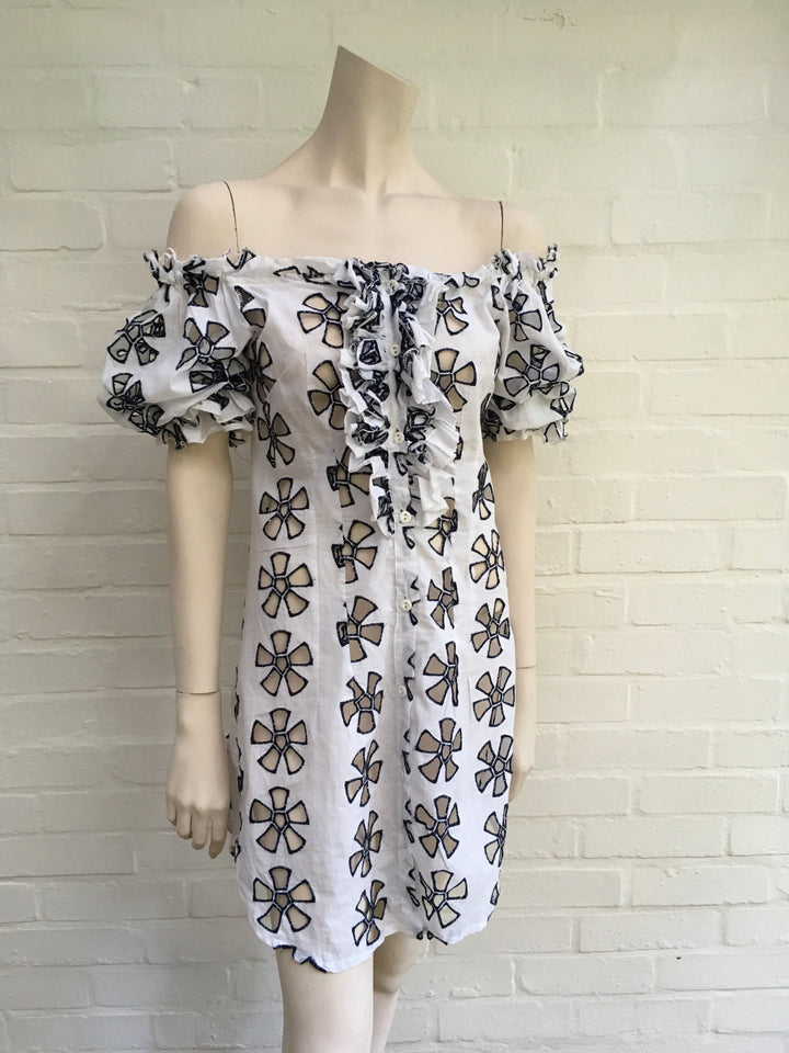 JEFF GALLANO EMBROIDERED COVER UP Kaftan Tunic Dress Size 3 M MEDIUM Ladies