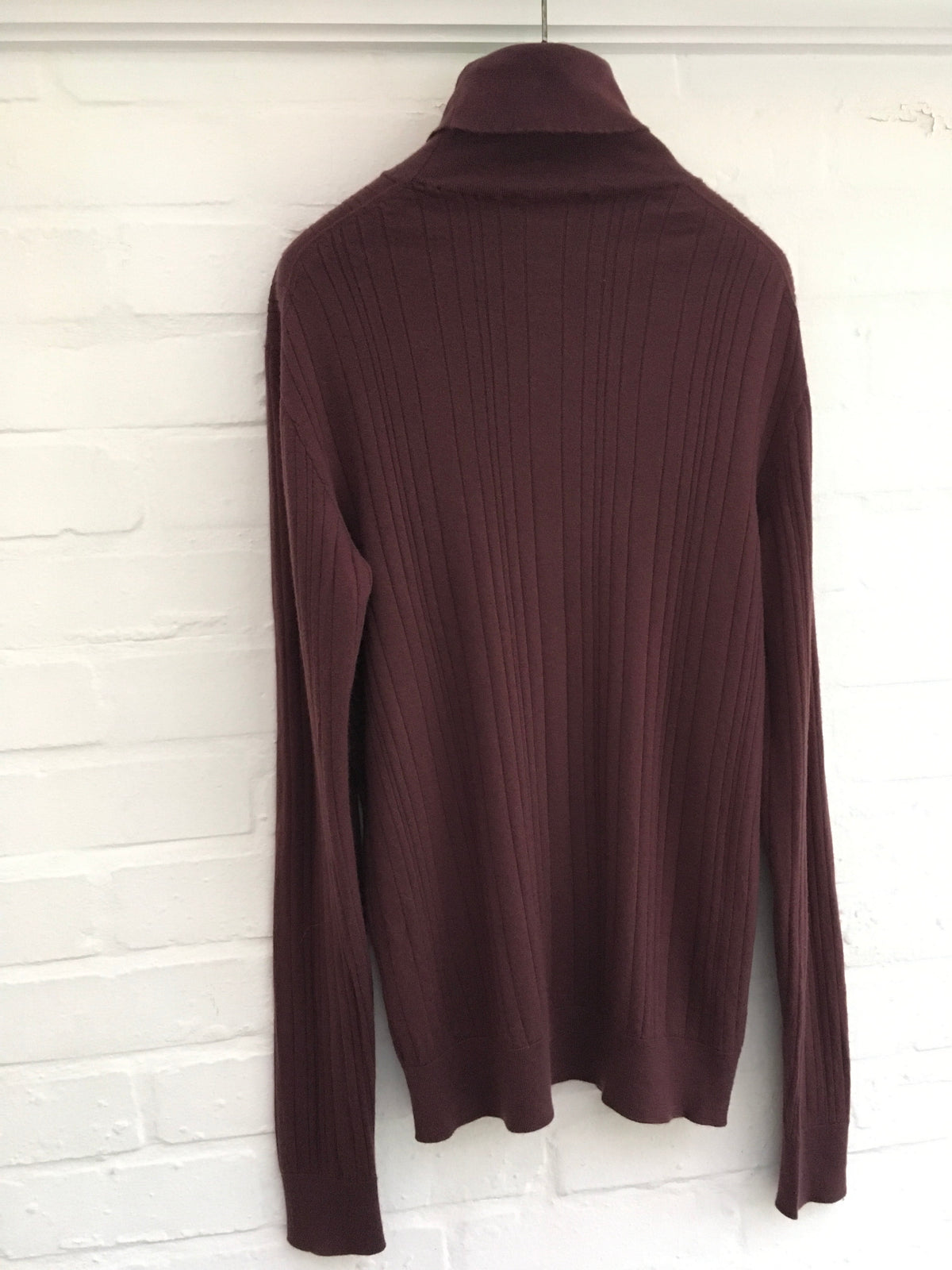 Hermes Hermès Paris Thin Knit Burgundy Turtleneck Sweater jumper SIZE L Large Men