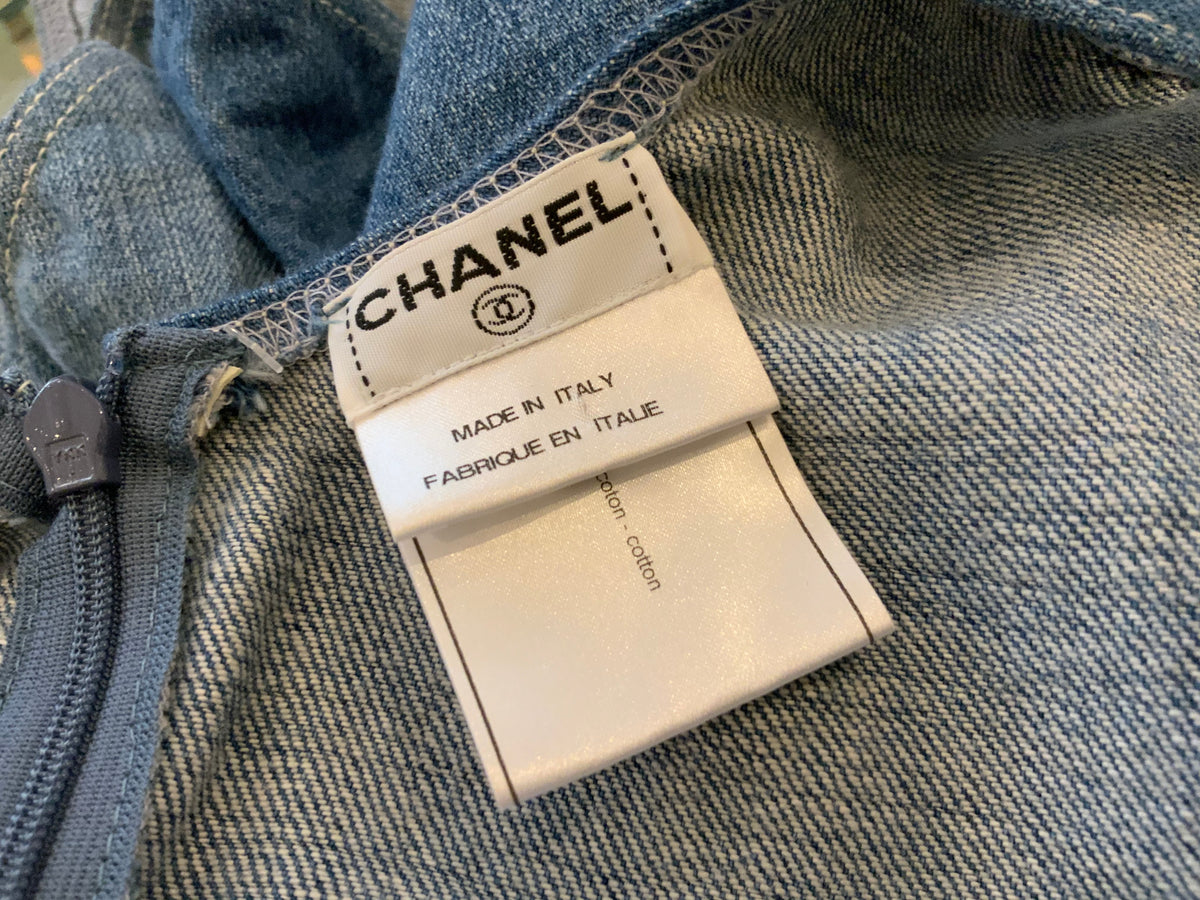 CHANEL 08P 2008 ICONIC DENIM JEANS ON E PIECE SWIMSUIT SIZE F 40 UK 12 US 8 ladies