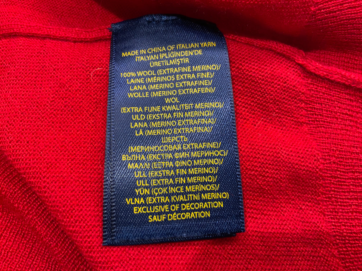 Ralph Lauren POLO Extra Fine Merino Wool V neck Jumper Sweater Size S small ladies