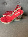 Caterina Lucchi Red Heels Wedge Platform Sandals Size 39 ladies