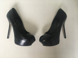 SERGIO ROSSI PATENT LEATHER PLATFORM BLACK PUMPS SHOES  Ladies