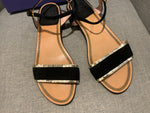 STUART WEITZMAN Black Suede Flat Sandals 40 UK 7 US 10 ladies