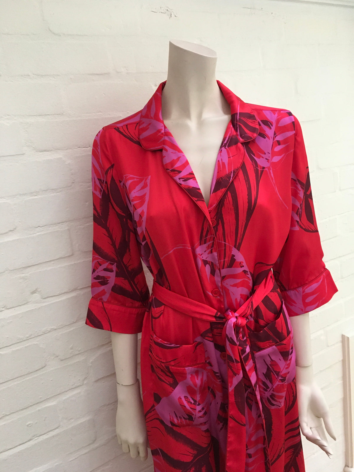 Borgo De Nor Maria Floral-Print Satin Robe Long Dress Ladies