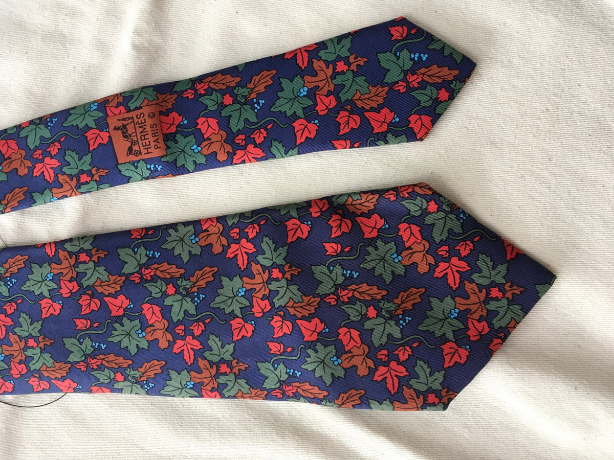 Hermès HERMES Paris Silk Leaf Print Tie 7406 PA 100% AUTHENTIC Men