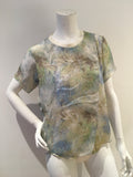 Theyskens Theory silk printed sheer top blouse size S Small ladies