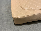 CHANEL Lambskin Quilted Medium Double Flap Beige Classic Bag Handbag ladies