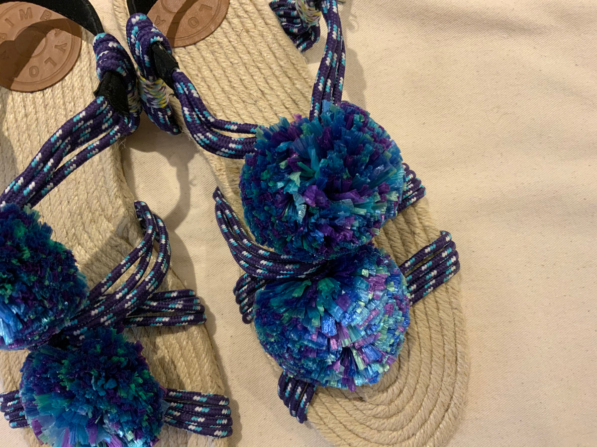 The Most Amazing Bimba Y Lola Blue Strings New Other Pom Poms Flats Sandals 39 ladies