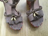 STUART WEITZMAN Russell & Bromley Suede Tassel Wedges Size 38 UK 5 US 8 ladies