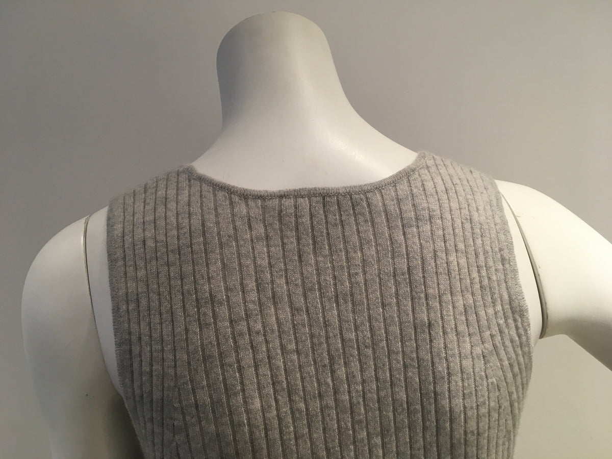 AUTUMN CASHMERE Grey Ribbed cashmere knit tank top Size XS ladies