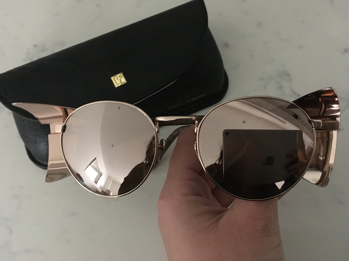 LINDA FARROW LFL300 REAL ROSE GOLD PLATED PYTHON SNAKESKIN SUNGLASSES LIMITED ladies