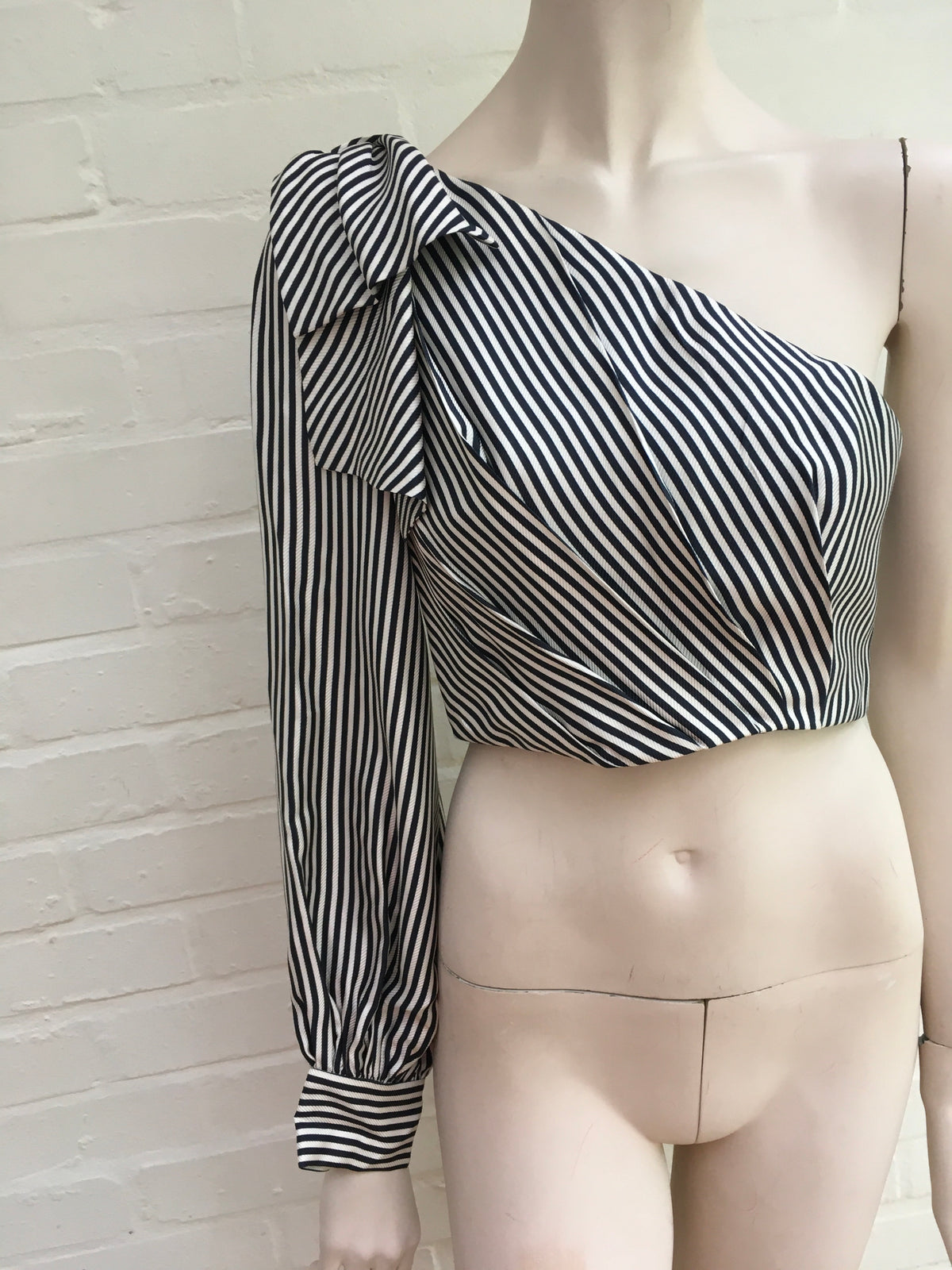 ZIMMERMANN MOST WANTED Maples Bow cropped one-shoulder striped ottoman top Size 0 ladies