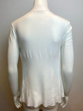 Mabapa White Cotton Knit Cardigan Sweater Jumper Size S small ladies