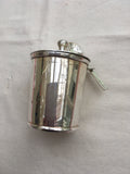 LOVELY ANTIQUE SILVER PLATED AND GLASS POT AND SPOON