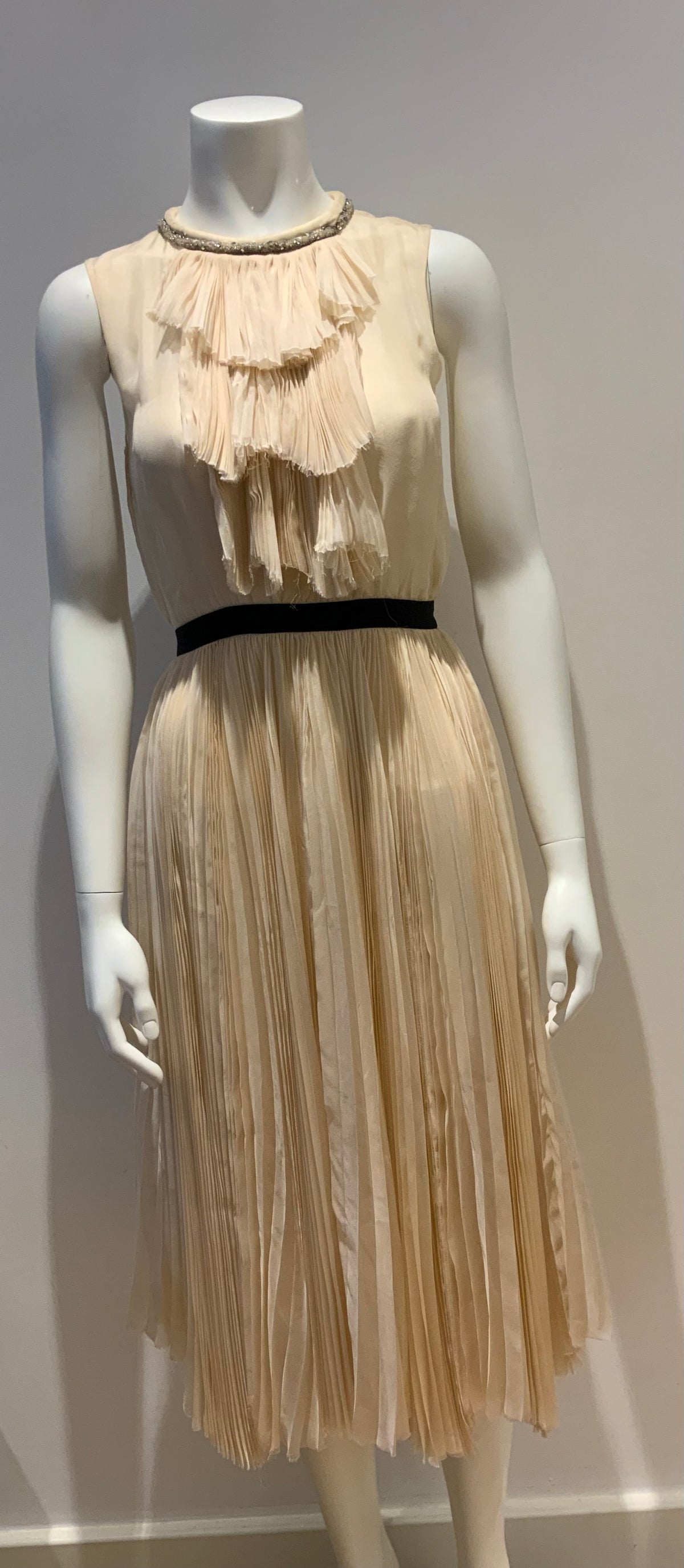 JILL STUART Ivory Pleated Silk Evening Dress Size US 2 UK 4 XS Most Beautiful ladies