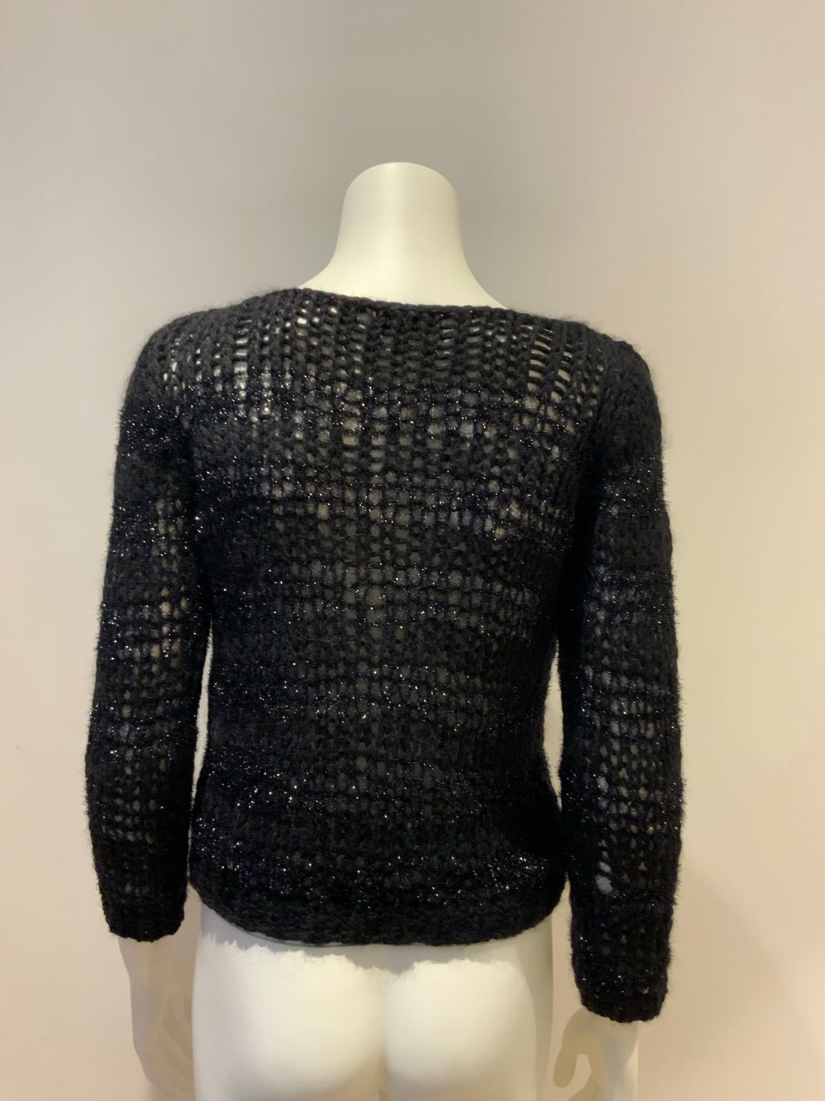 Saint Laurent Black Wool-Mohair open knit pullover sweater SOLD OUT Size S small ladies