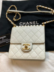 CHANEL 2019/2020 Lambskin Quilted Chic Pearls Flap White Bag Handbag ladies