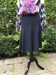 CHANEL 02C NAVY BLUE PLEATED FLARED SKIRT F 40 Ladies