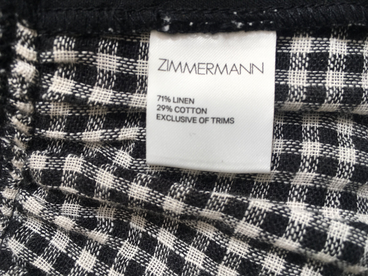 ZIMMERMANN MOST WANTED PARADISO GINGHAM LINEN ONE SHOULDER MINI DRESS Size 1 ladies