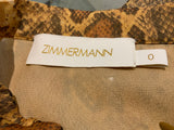 ZIMMERMANN MOST WANTED Ninety-Six Snake Print Skirt SIZE 0 XS ladies