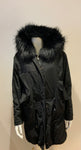Witty Knitters Collections Rabbit Raccoon Natural Fur Parka Jacket Coat Size XS ladies