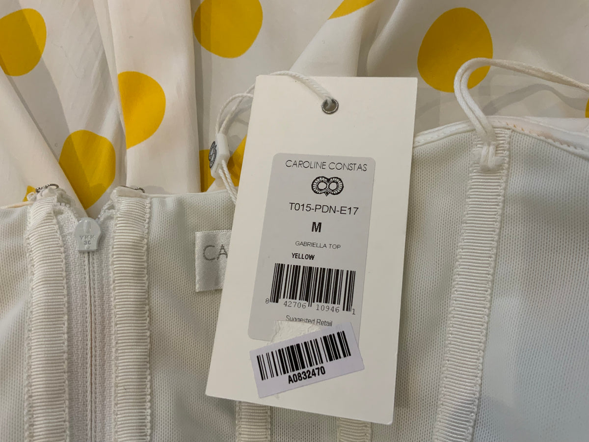 CAROLINE CONSTAS Gabriella off-the-shoulder polka-dot cotton top Size M medium ladies