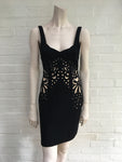 Jasmine Di Milo Laser Cut Floral Black Wool Dress Ladies