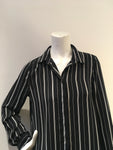 H&M long sleeves striped cotton button up blouse shirt top Size US 6 EU 36 ladies