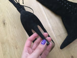 Manolo Blahnik Women's Black Suede Pointed-Toe Boots Size 37 Ladies
