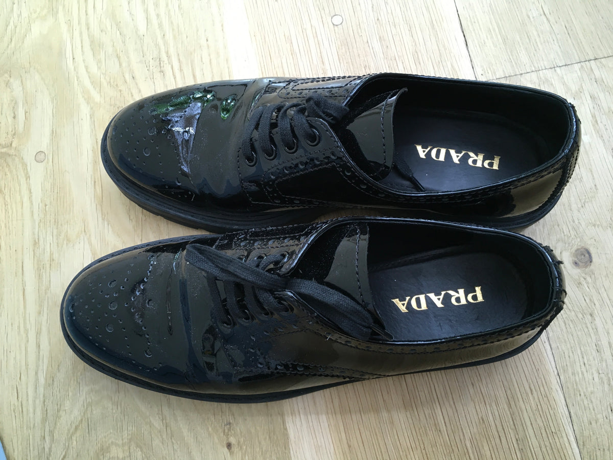 PRADA Brogue Patent Leather Oxfords Shoes 38 UK 5 US 8 ladies