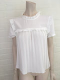 MAJE PLEATED BLOUSE WITH RUFFLES TOP SIZE 2 M MEDIUM ladies