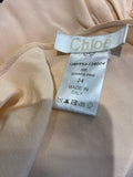 Chloé Chloe Silk Peach Lace Insert Top Blouse Size F 34 US 2 UK 6 XS ladies