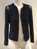SANDRO Paris Tweed Leather Insert Jacket Blazer SIZE F 38 UK 10 US 6 ladies