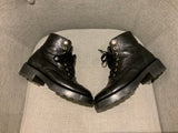 CHANEL Patent Leather Pearls Interlocking CC Logo Combat Boots BOOTIES SIZE 37.5  ladies
