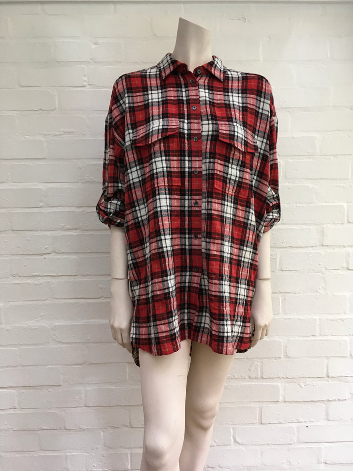 JOSEPH CHECK WOOL SHIRT TOP/ DRESS  LADIES